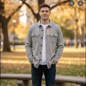 NWT Tommy Bahama Montserrat CPO‎ BT Zinc Gray Button Up Sweater 2XL-T $158